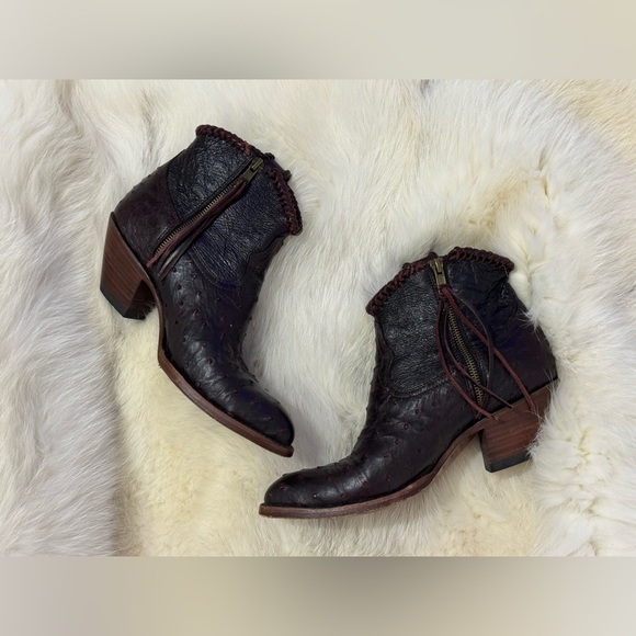 Allens Boots EXOTIC OSTRICH $ Leather Wingtip Shorty Cowgirl Boots Size 8.5 $899 - Picture 2 of 11